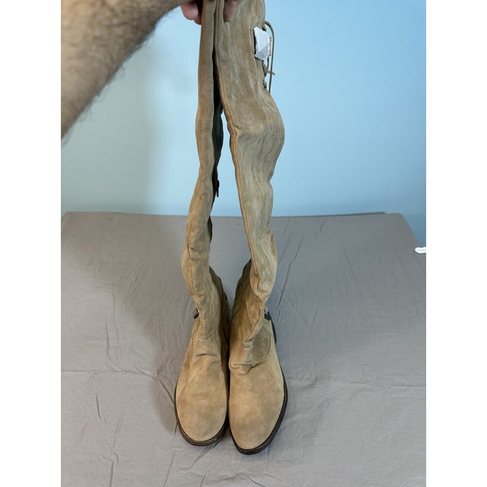 Shoedazzle Womens Angeliz Beige Suede Over The Knee Boots Size 9.5 M Low Heel - Picture 2 of 13
